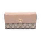 Gucci Bifold Wallet Petit Marmont Continental Pink Beige Leather GG