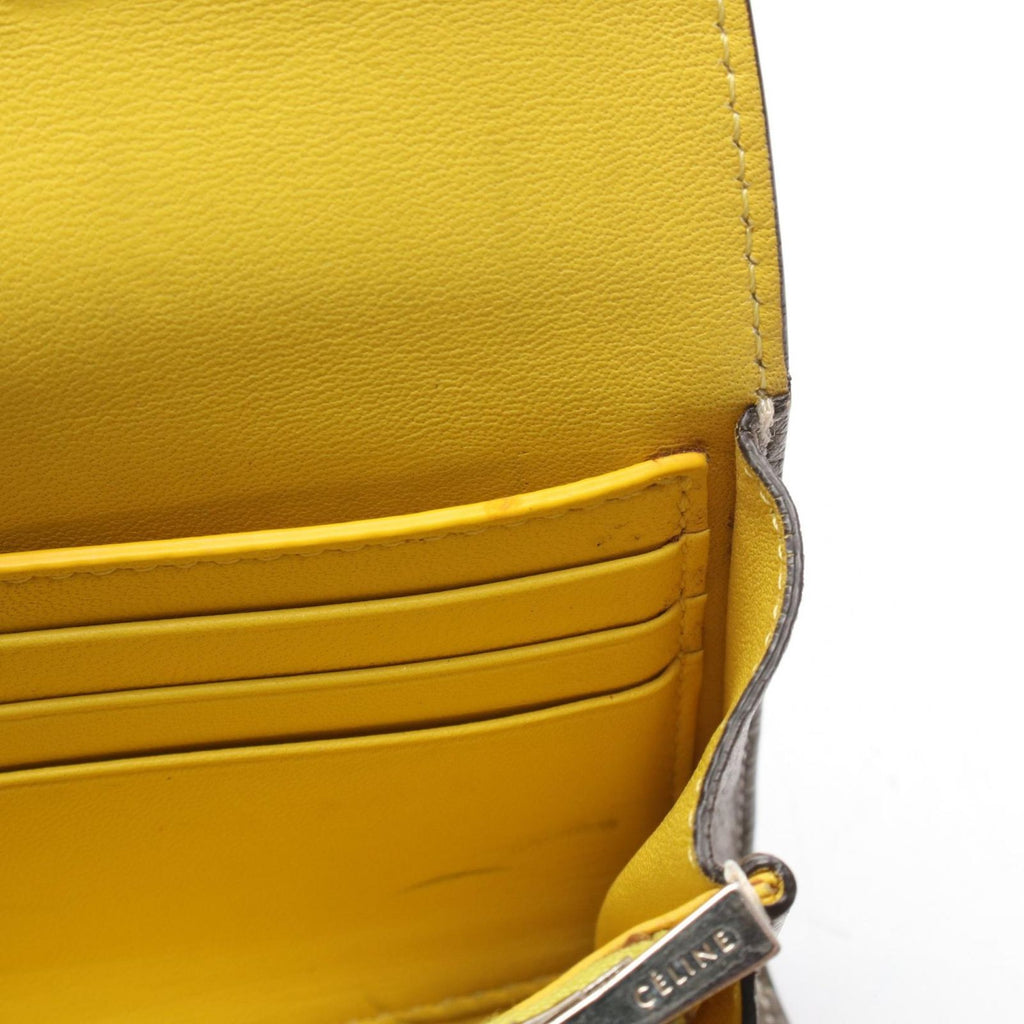 Celine Bifold Wallet Large Flap Multi Function Gray Yellow Leather — view 8