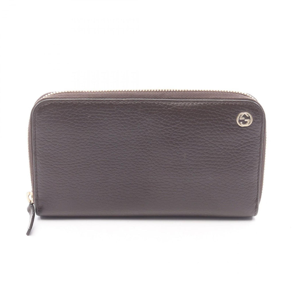 Gucci Round Wallet Interlocking Dark Brown Leather