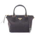 Prada Handbag Black Canvas Leather Triangle Logo 2-Way Shoulder