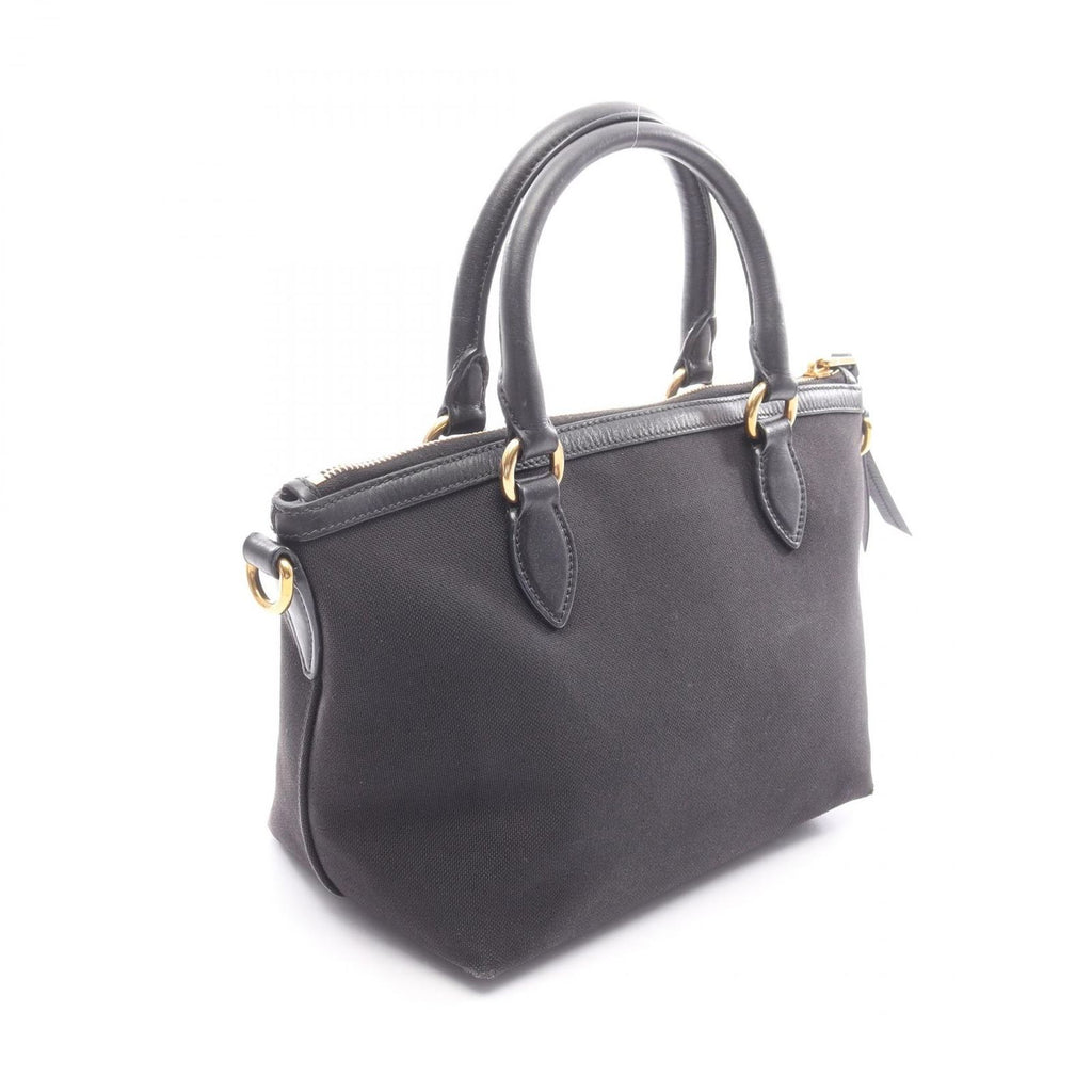 Prada Handbag Black Canvas Leather Triangle Logo 2-Way Shoulder — view 2
