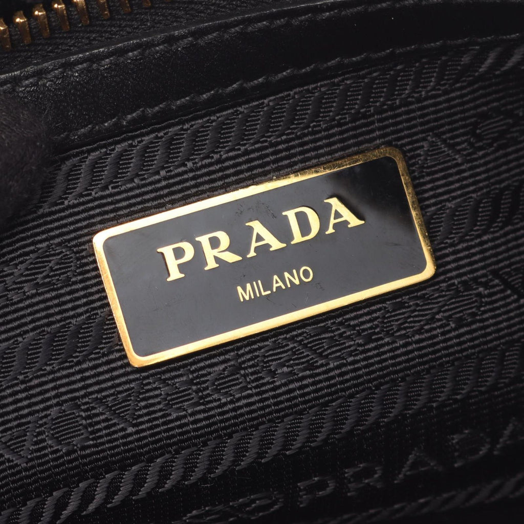 Prada Handbag Black Canvas Leather Triangle Logo 2-Way Shoulder — view 4