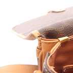 Celine Shoulder Bag Macadam Dark Brown Canvas Leather — view 8