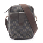 Loewe Shoulder Bag Repeat Anagram Dark Brown Canvas Leather