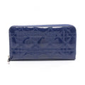 Dior Round Wallet Lady Navy Patent Leather Cannage Handbag