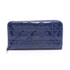 Dior Round Wallet Lady Navy Patent Leather Cannage Handbag
