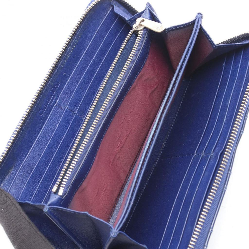 Dior Round Wallet Lady Navy Patent Leather Cannage Handbag — view 3