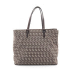 Fendi Tote Zucchino Beige Canvas Leather Handbag