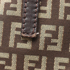 Fendi Tote Zucchino Beige Canvas Leather Handbag — view 6