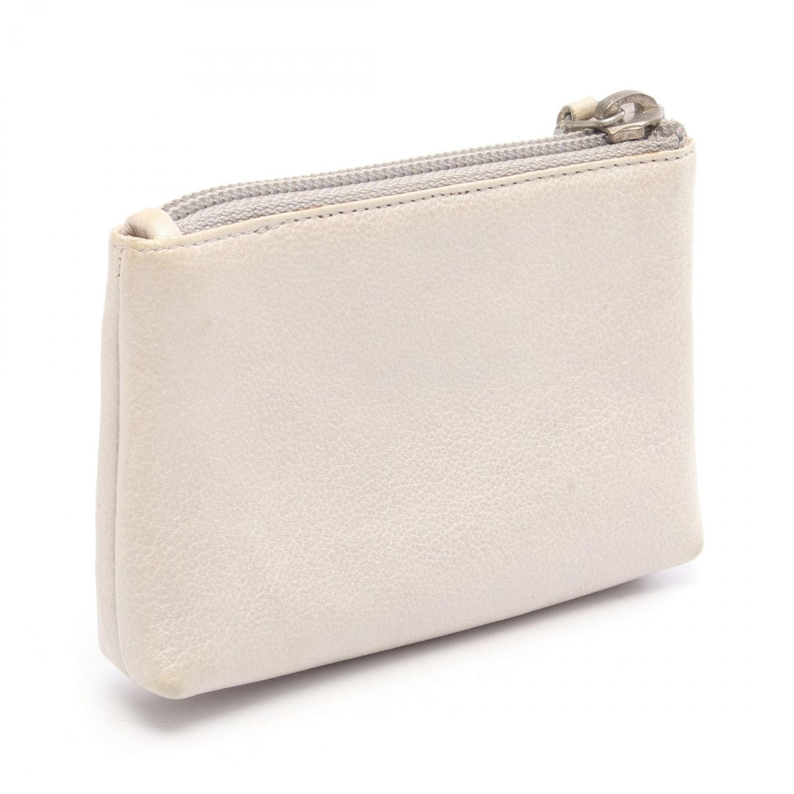 Chanel Coin Case CC Logo Key Ring Silver Leather Jacket Motif Key — view 2