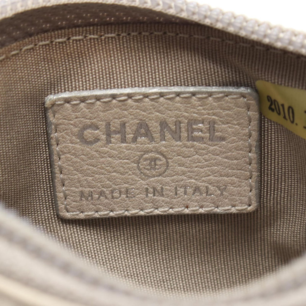 Chanel Coin Case CC Logo Key Ring Silver Leather Jacket Motif Key — view 4