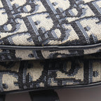Dior Handbag Saddle Mini Oblique 2-Way Navy Canvas Leather Bag — view 5