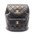 Chanel Backpack Quilted Black Lambskin Double Turnlock