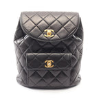 Chanel Backpack Quilted Black Lambskin Double Turnlock