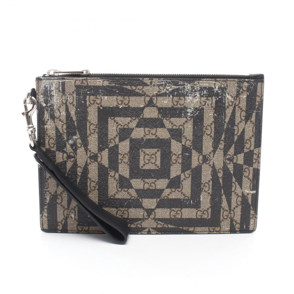 Gucci Clutch GG Carre Brown Black Beige