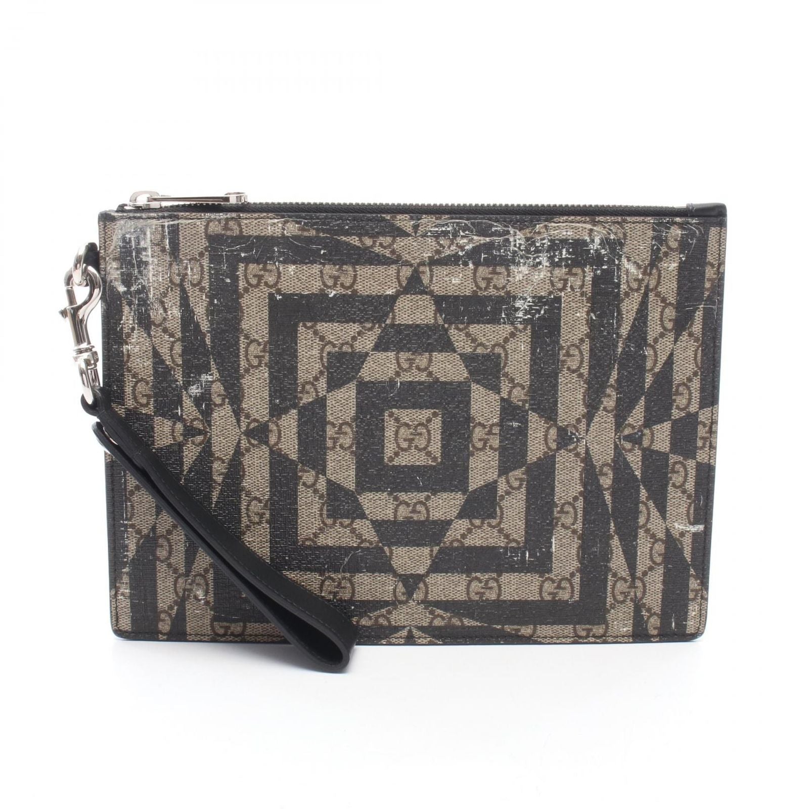 Gucci Clutch GG Carre Brown Black Beige