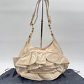Saint Laurent Shoulder Bag Rive Gauche Naja Beige Ruffle Leather