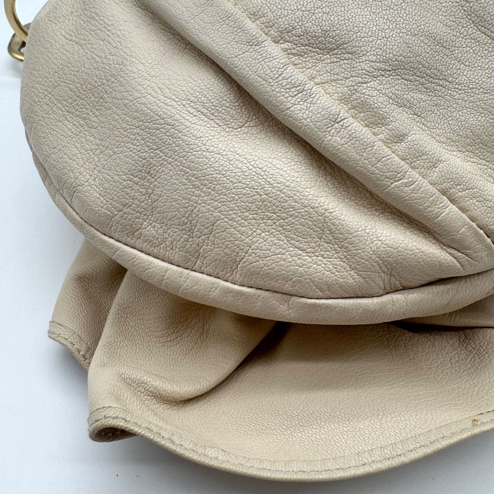 Saint Laurent Shoulder Bag Rive Gauche Naja Beige Ruffle Leather — view 8