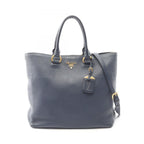 Prada Tote Vitello Phenix 2-Way Navy Leather