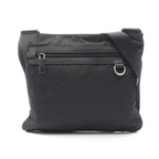 Prada Shoulder Bag Triangle Logo Black Nylon Saffiano Leather