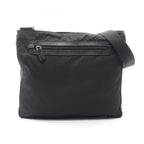 Prada Shoulder Bag Triangle Logo Black Nylon Saffiano Leather