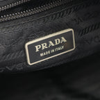 Prada Shoulder Bag Triangle Logo Black Nylon Saffiano Leather — view 4