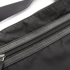Prada Shoulder Bag Triangle Logo Black Nylon Saffiano Leather — view 5