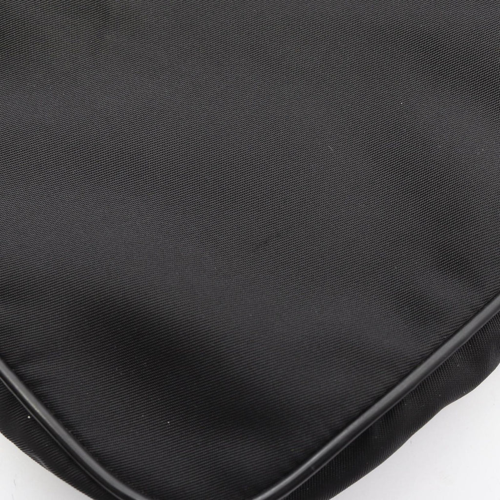 Prada Shoulder Bag Triangle Logo Black Nylon Saffiano Leather — view 9