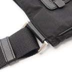 Prada Shoulder Bag Triangle Logo Black Nylon Saffiano Leather — view 7