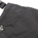Prada Shoulder Bag Triangle Logo Black Nylon Saffiano Leather — view 8