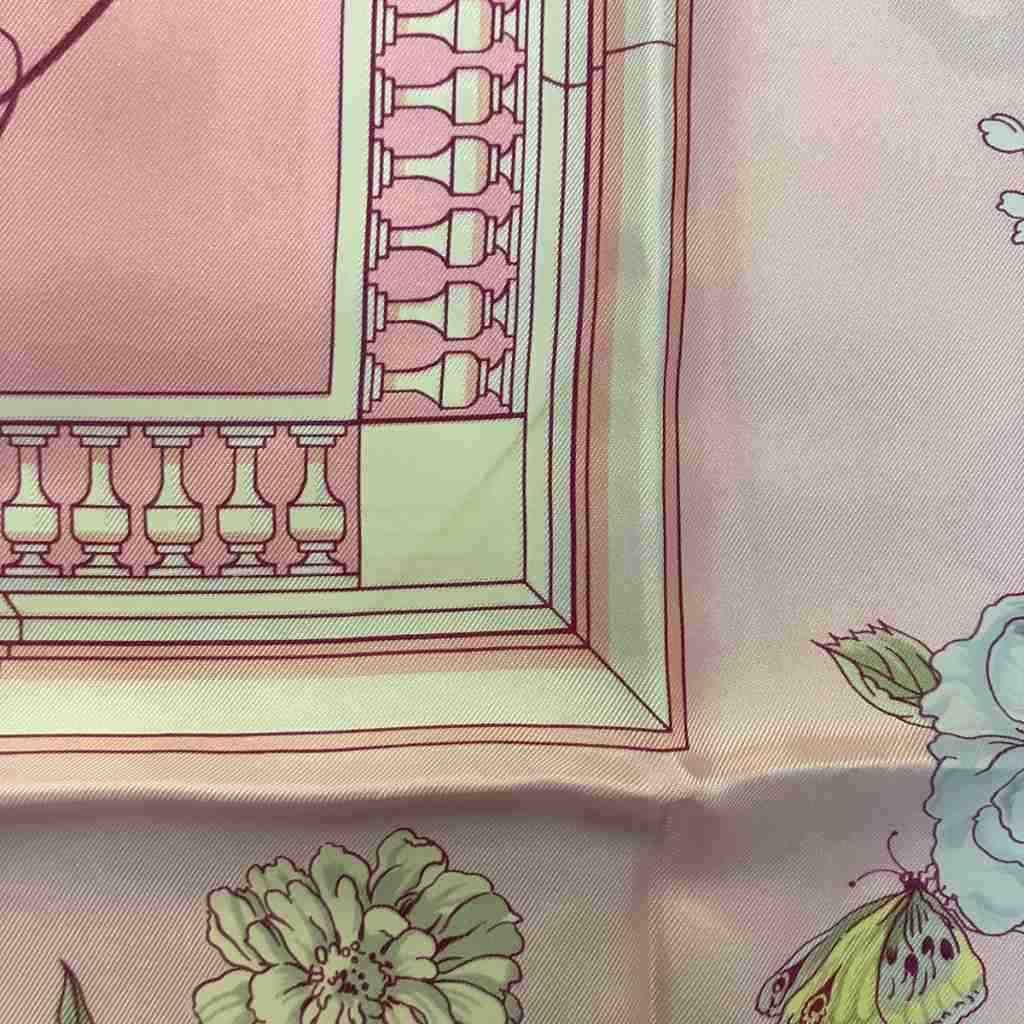 Hermes Carre 90 Flower Blooming Coastal Street Scarf All Over Pattern Pink — view 8