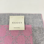 Gucci Gray Pink Wool GG Scarf — view 3