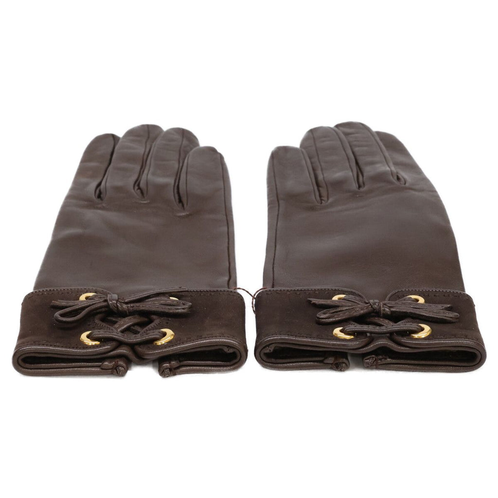 Hermes Lambskin Gloves Brown — view 5