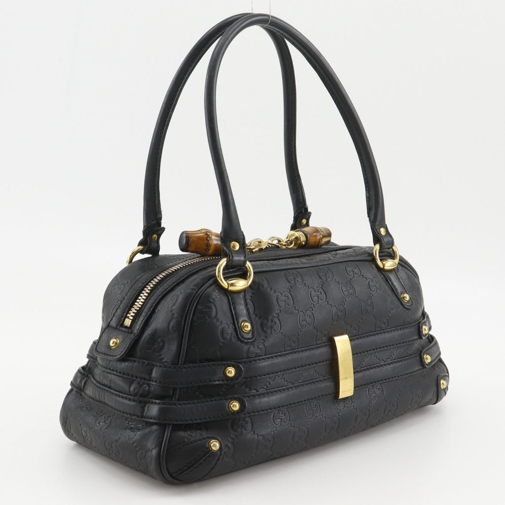 Gucci Guccissima Horsebit Bamboo Out of Print Embossed Leather Gold Handbag — view 3