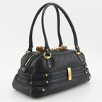 Gucci Guccissima Horsebit Bamboo Out of Print Embossed Leather Gold Handbag — view 3