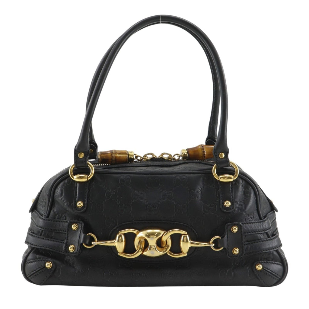 Gucci Guccissima Horsebit Bamboo Out of Print Embossed Leather Gold Handbag