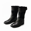 Chanel E8 Sports Back Zip Middle Boots 36.5 CC Logo