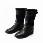 Chanel E8 Sports Back Zip Middle Boots 36.5 CC Logo