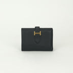 Hermes Bearn Combination Wallet Trifold Mini Epsom Noir Black Gold Veau