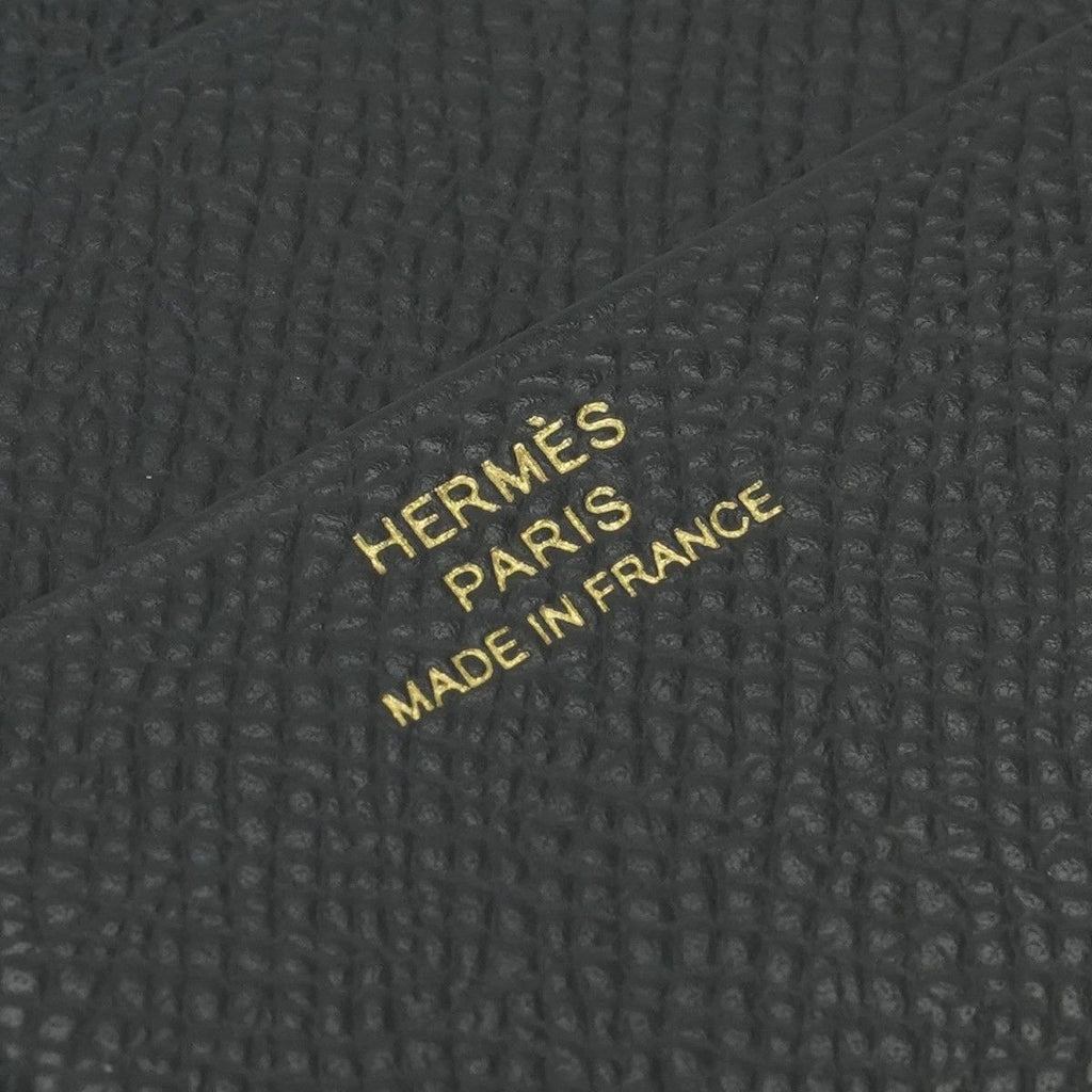 Hermes Bearn Combination Wallet Trifold Mini Epsom Noir Black Gold Veau — view 7