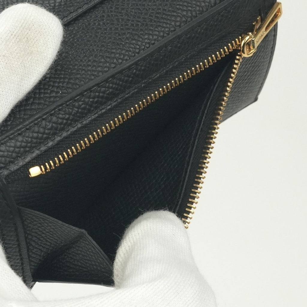 Hermes Bearn Combination Wallet Trifold Mini Epsom Noir Black Gold Veau — view 9