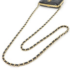 Chanel Quilted Chain Shoulder Card Case Business Holder Patent Leather Black — view 7