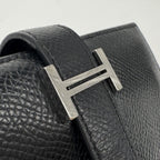 Hermes Bearn Compact Wallet Bifold Mini Epsom Noir Black Silver Veau — view 7