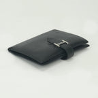 Hermes Bearn Compact Wallet Bifold Mini Epsom Noir Black Silver Veau — view 3