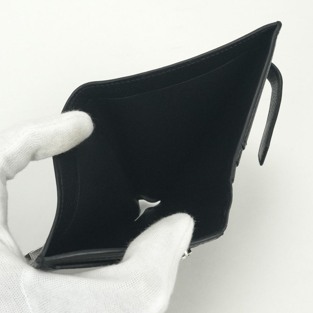Hermes Bearn Compact Wallet Bifold Mini Epsom Noir Black Silver Veau — view 8