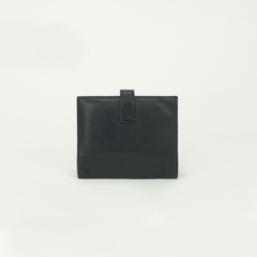 Hermes Bearn Compact Wallet Bifold Mini Epsom Noir Black Silver Veau — view 2