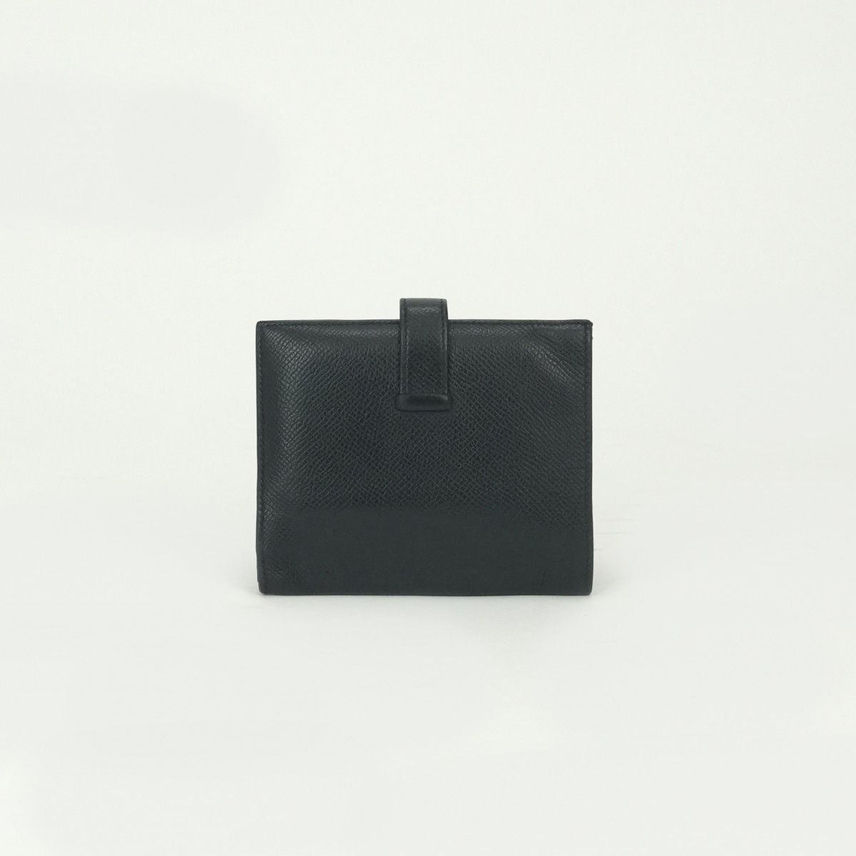 Hermes Bearn Compact Wallet Bifold Mini Epsom Noir Black Silver Veau — view 2