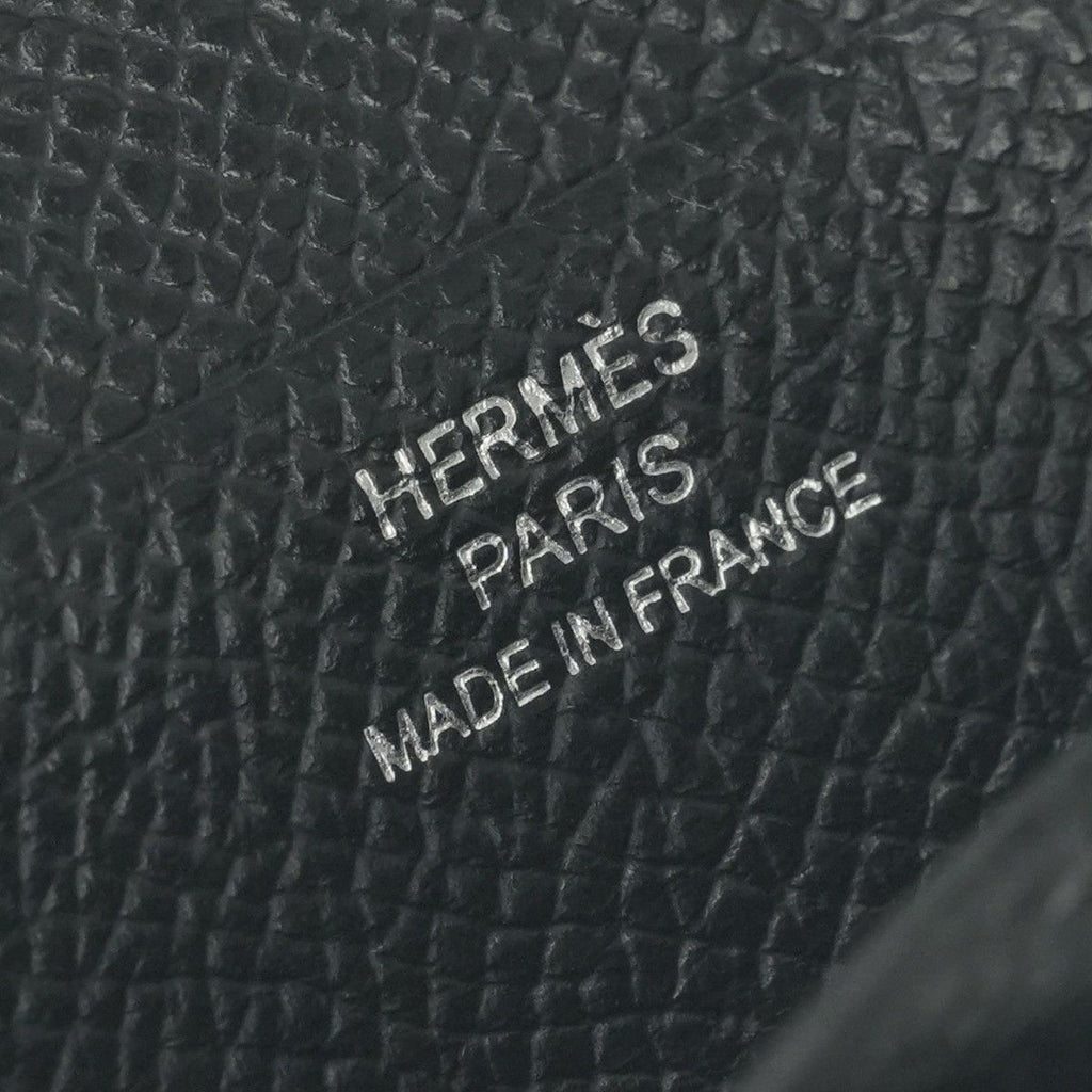 Hermes Bearn Compact Wallet Bifold Mini Epsom Noir Black Silver Veau — view 6