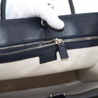 Gucci Interlocking 2-Way Tote Shoulder Bag GG Supreme Leather Navy Beige — view 8