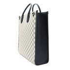 Gucci Interlocking 2-Way Tote Shoulder Bag GG Supreme Leather Navy Beige — view 4